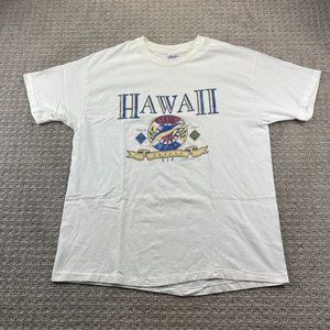 Vintage Hawaii 90s Shirt Men XL White Single Stitch 1995 Hanes Beefy Tee T-Shirt